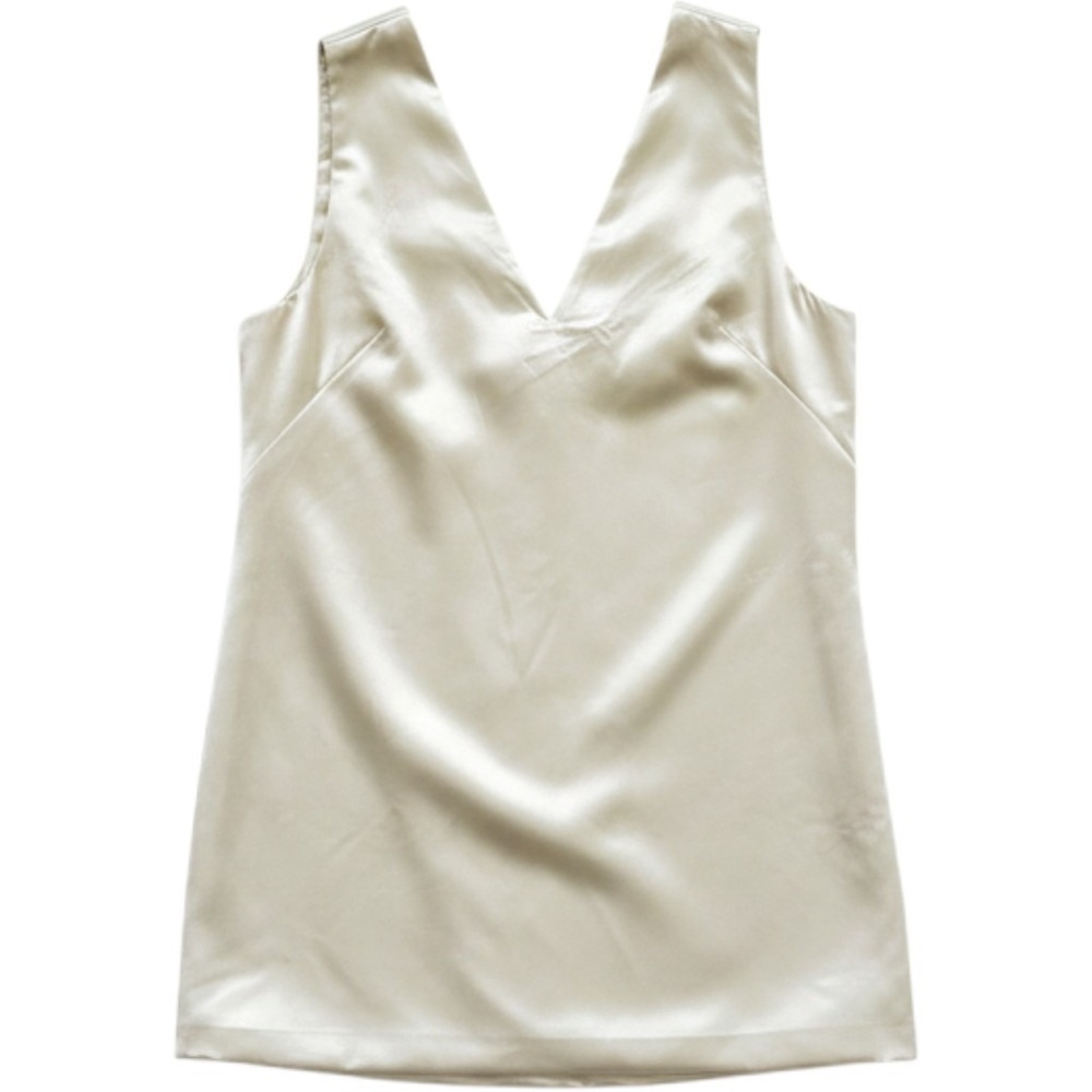 Abercrombie & Fitch Satin Mini Dress Womens XL Petite Cream Bow Back V-Neck NWT
